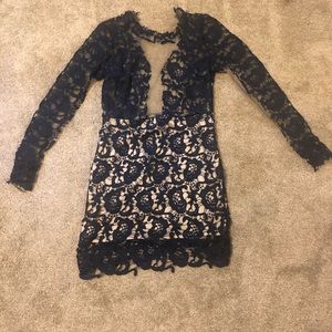 Navy Illusion Lace Dress